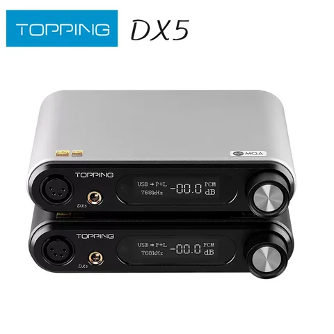 TOPPING DX5 MQA Decoder ES9068AS*2 DAC Headphone Amplifier DSD512&PCM768kHz LDAC/USB/OPTICAL/COAXIAL Input XLR/RCA/6.35mm Output