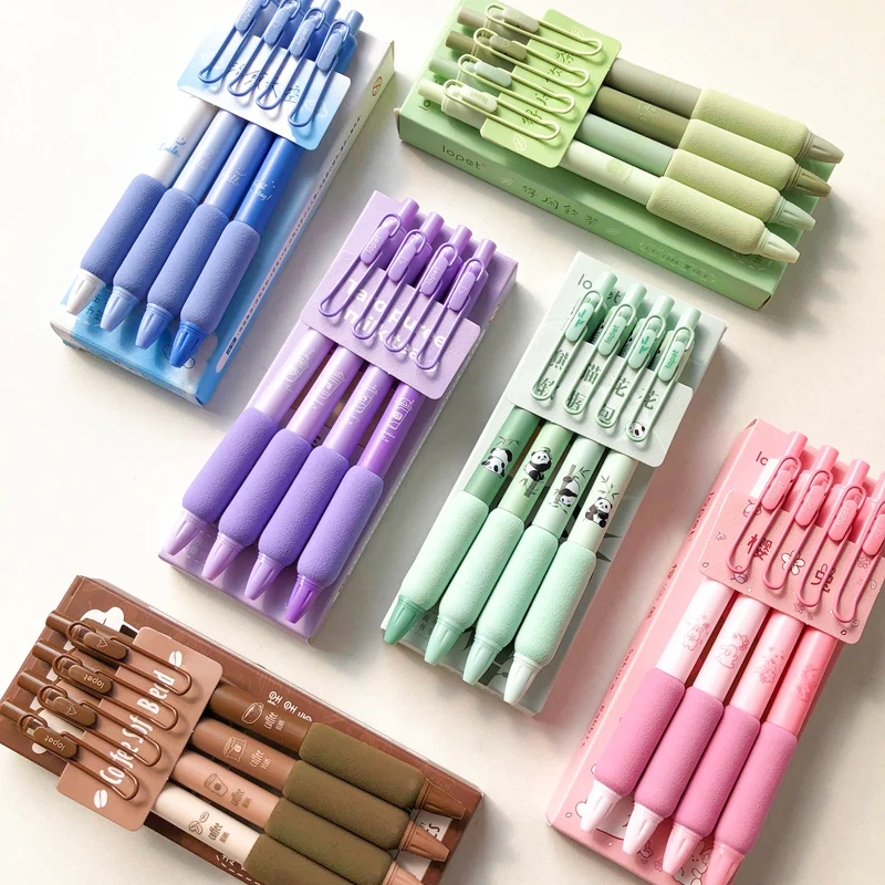 4 Pcs/Set Coffee Soft Bread Gel Pen 0.5mm Black Color Gel Ink Pens For Writing Office School Stationery Supplies