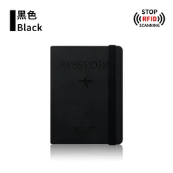 RFID Blocking Travel Passport and Credit Card Holder Case - Stylish PU Leather Protective Accessory (Black)