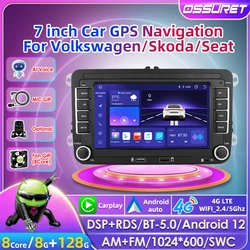 Ossuret-Autoradio 7 , Android 12, GPS, 4G, 2 DIN, Carplay, pour voiture VW Volkswagen, Skoda, Octavia, Golf 5, Touran, Passat, Gods, Polo, Jetta, MK5