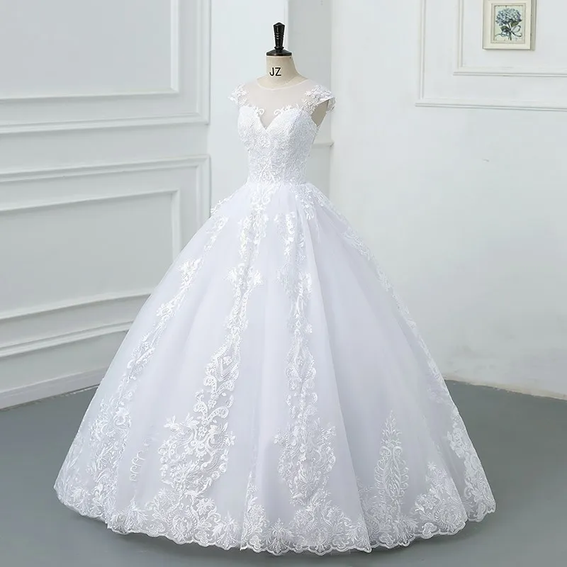 Maria Novia Customized Vestido De Noiva 2024 New Wedding Dress V-neck Luxury Lace Wedding Gown With Train Ball Gown Plus Size 4