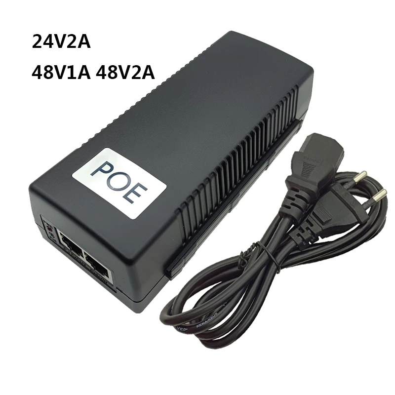 Poe Injector Power Adapter Fonte de Alimentação Powerline Fonte Ethernet uk au ue us Plug 48 v 2a