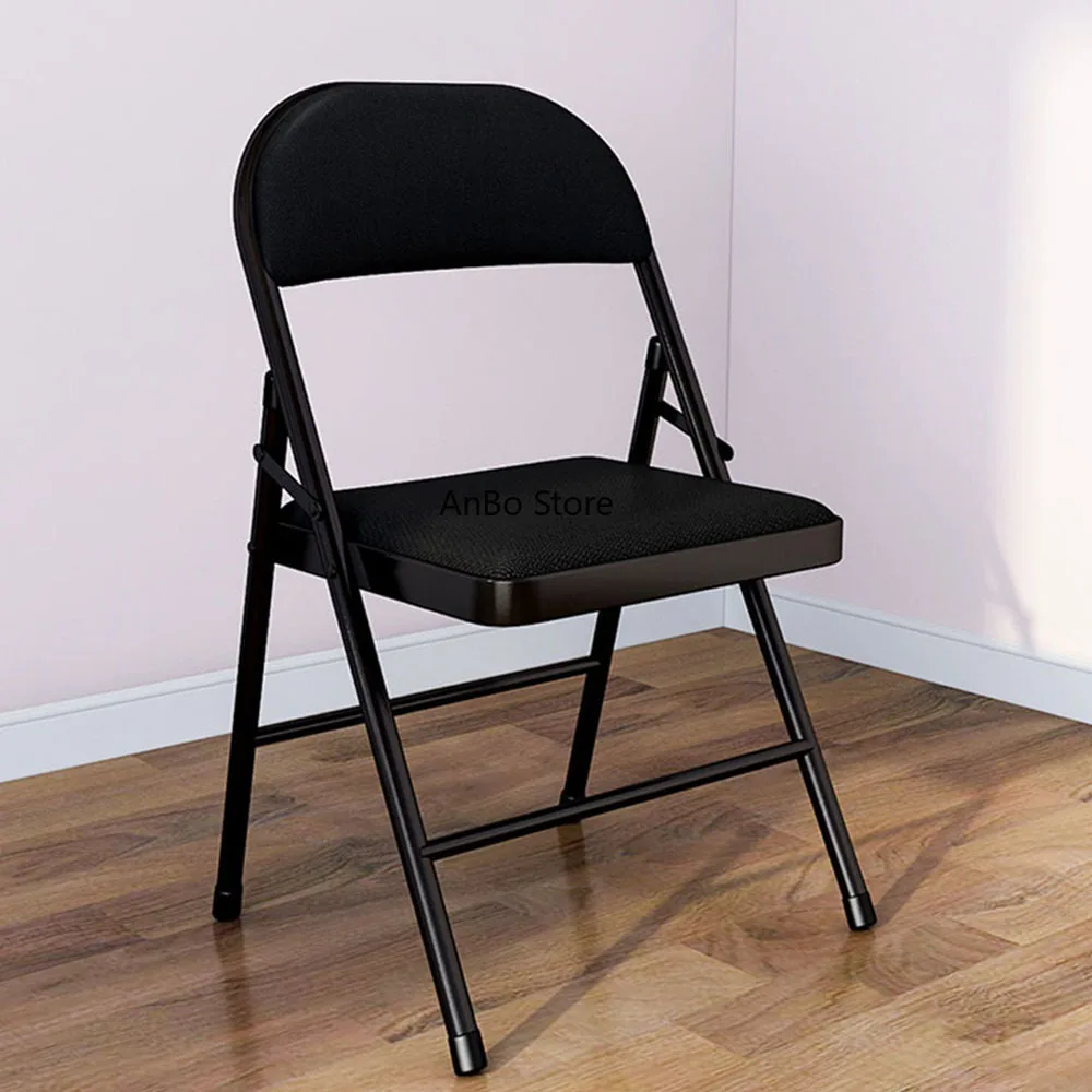 

Folding Chair Kitchen Dining Stool Backrest Household Simple Conference Leather Seat Cushion Soft And Comfortable HY