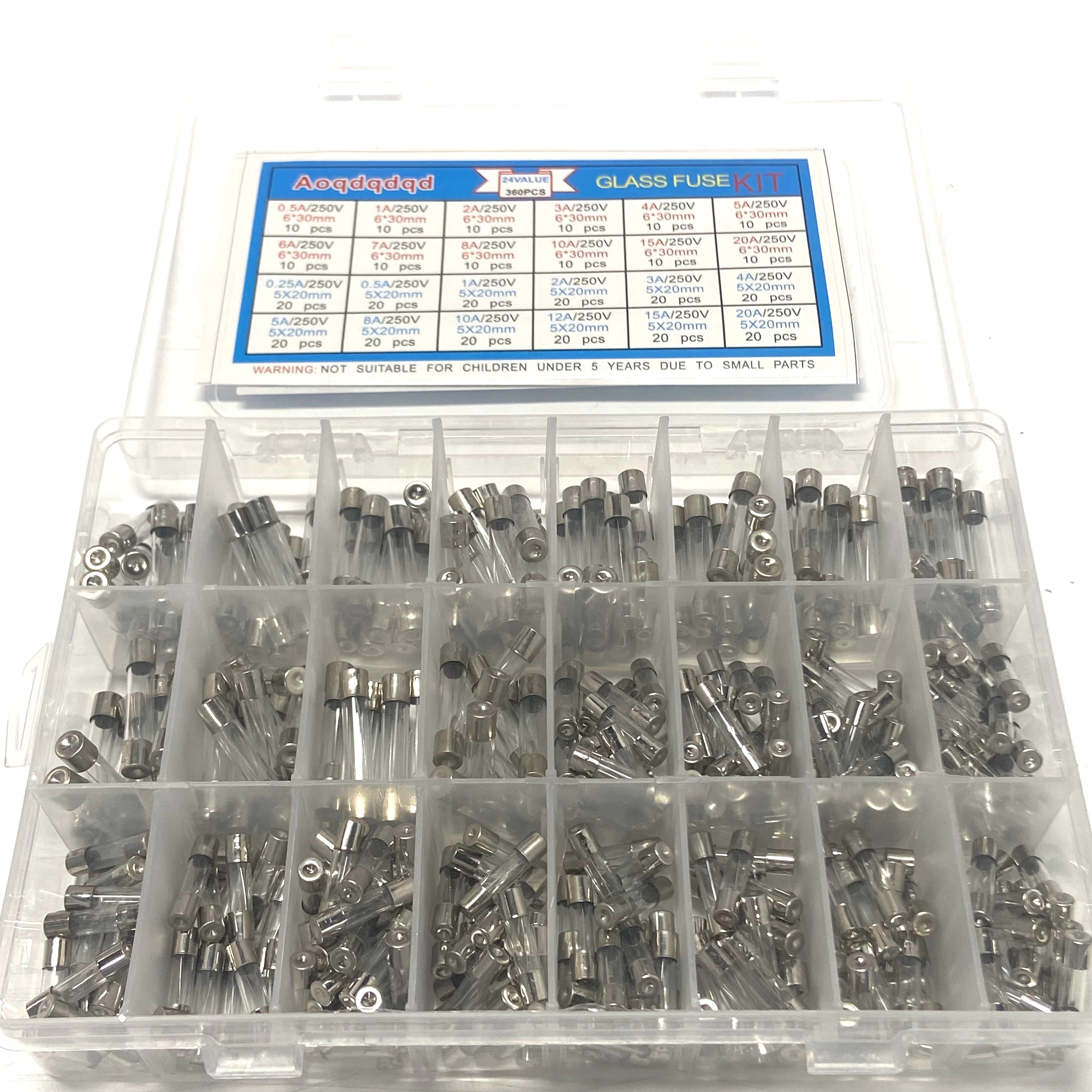 360PCS Glass fuses Glass Tube Fuse Quick Blow 5X20/6X30MM MIX Glass Tube Fuse Assortment Kit Fast-blow Glass Fuses 360pcs box fast blow ceramic fuse 5x20mm 24values 15pcs 250v assortment kit 5x20mm insurance tube 0 1a 30a