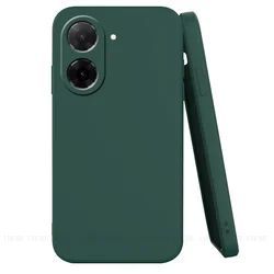 Liquid Silicone Shockproof Soft TPU Protective Cover for Poco C71 (Black Green)