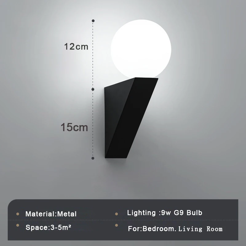 Indoor Wall Lamps for Corridor Aisle Balcony with Glass Ball Modern G9 9W LED Wall Lighting Wall Sconce for Bedroom Living Room - 6