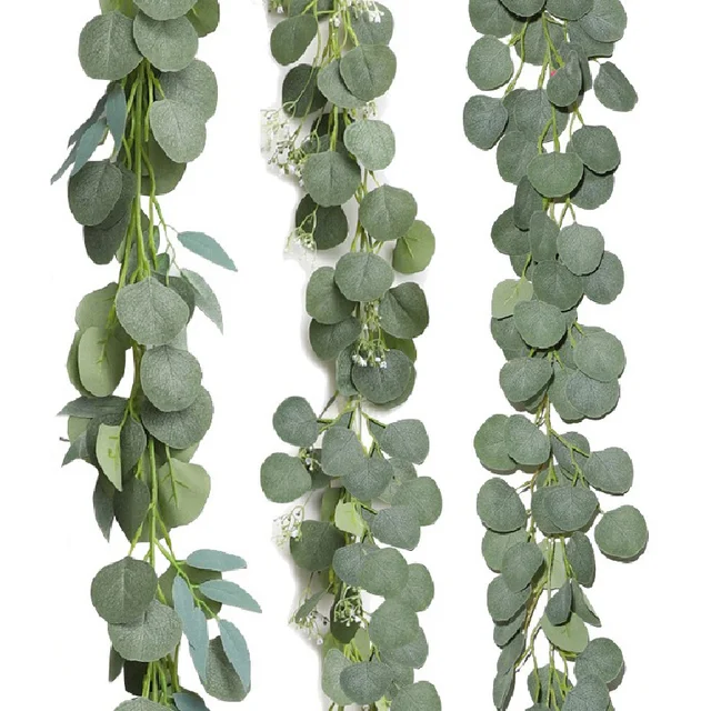 Mesterséges Eukaliptusz Rattan Szimuláció Ág Diy Esküvői Ünnepi Növényzet Dekoráció Zöld Növény Lvy Gyümölcsrel - Image 2