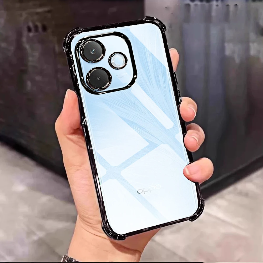 Sleek Transparent Black Phone Case with Clear Back - Soft TPU Protective Camera Cover