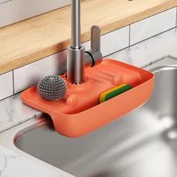 1pc Splash Guard for Sink Faucet Faucet Drain Rack Drip Catcher for Kitchen Drain Storage Rack for Kitchen Rag and Sponge Brush
