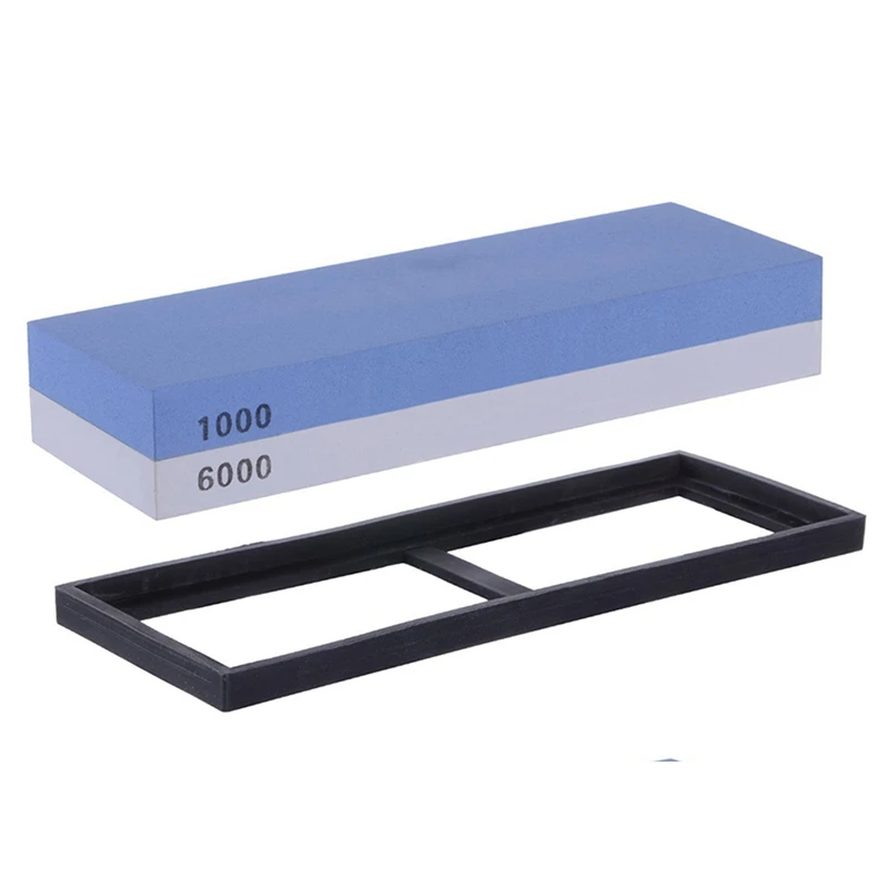 

2X Professional Grade 2-IN-1 1000/6000 Grit Whetstone 2-Sided Corundum Coarse Sharpening Fine Knife Sharpening Stones