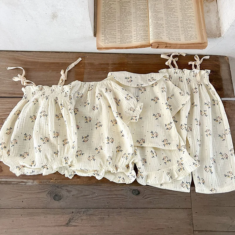 Korean Style Children Clothing Set Short Sleeved Cotton Printed T-Shirt+Shorts Newborn Baby Girls Clothing Suit For Summer 2