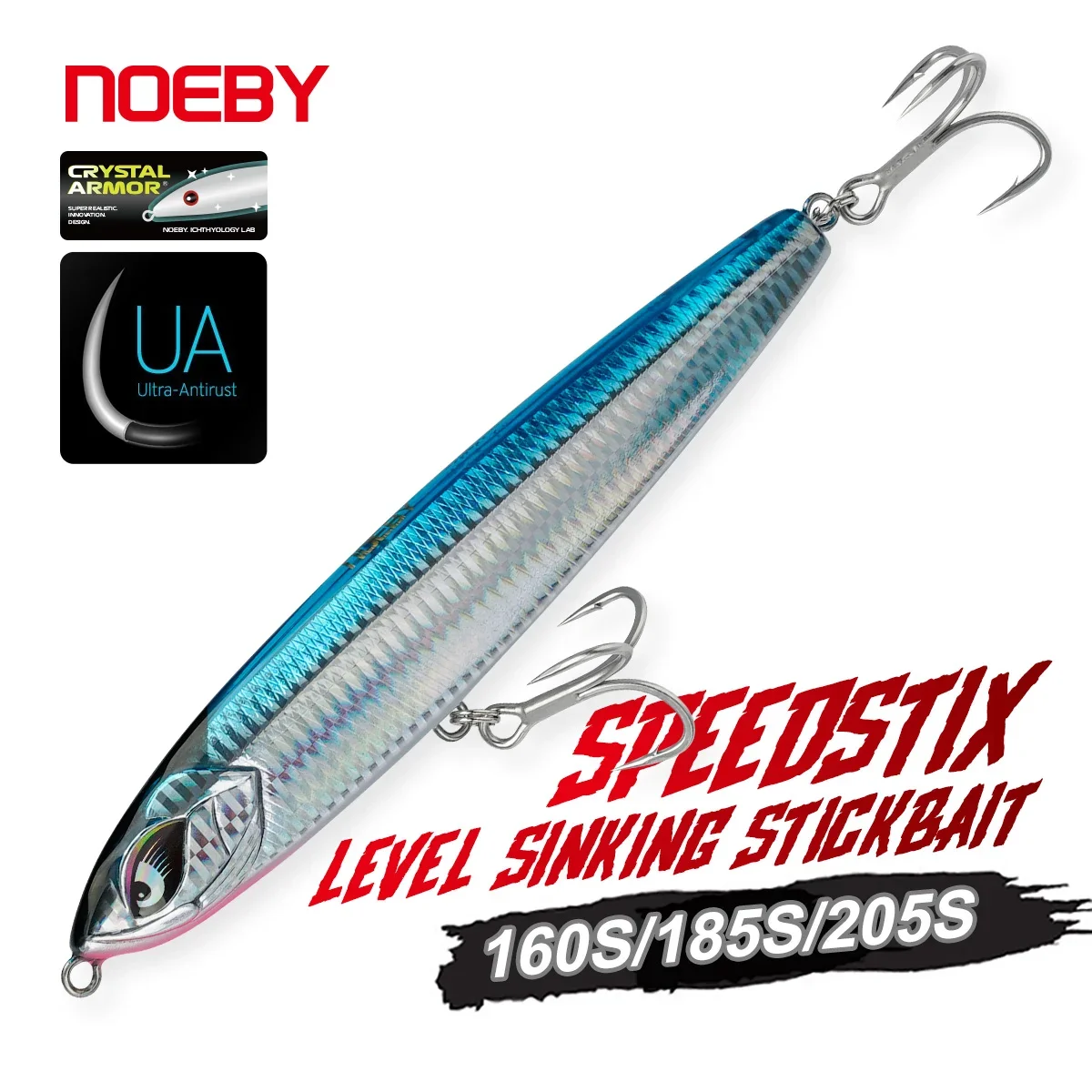 NOEBY Sinkender Stickbait-Köder 160mm 75g± 185mm 114g± 205mm 154g± Crystal Armor Verstärkter Pencil-Köder für Großwild-Salzwasserfischerei