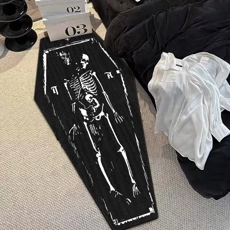 VIKAMA Halloween Gothic Style Horror Skull Vampire Carpet Bedroom Living Room Entrance Washable Stain-resistant Floor Mats floor mat