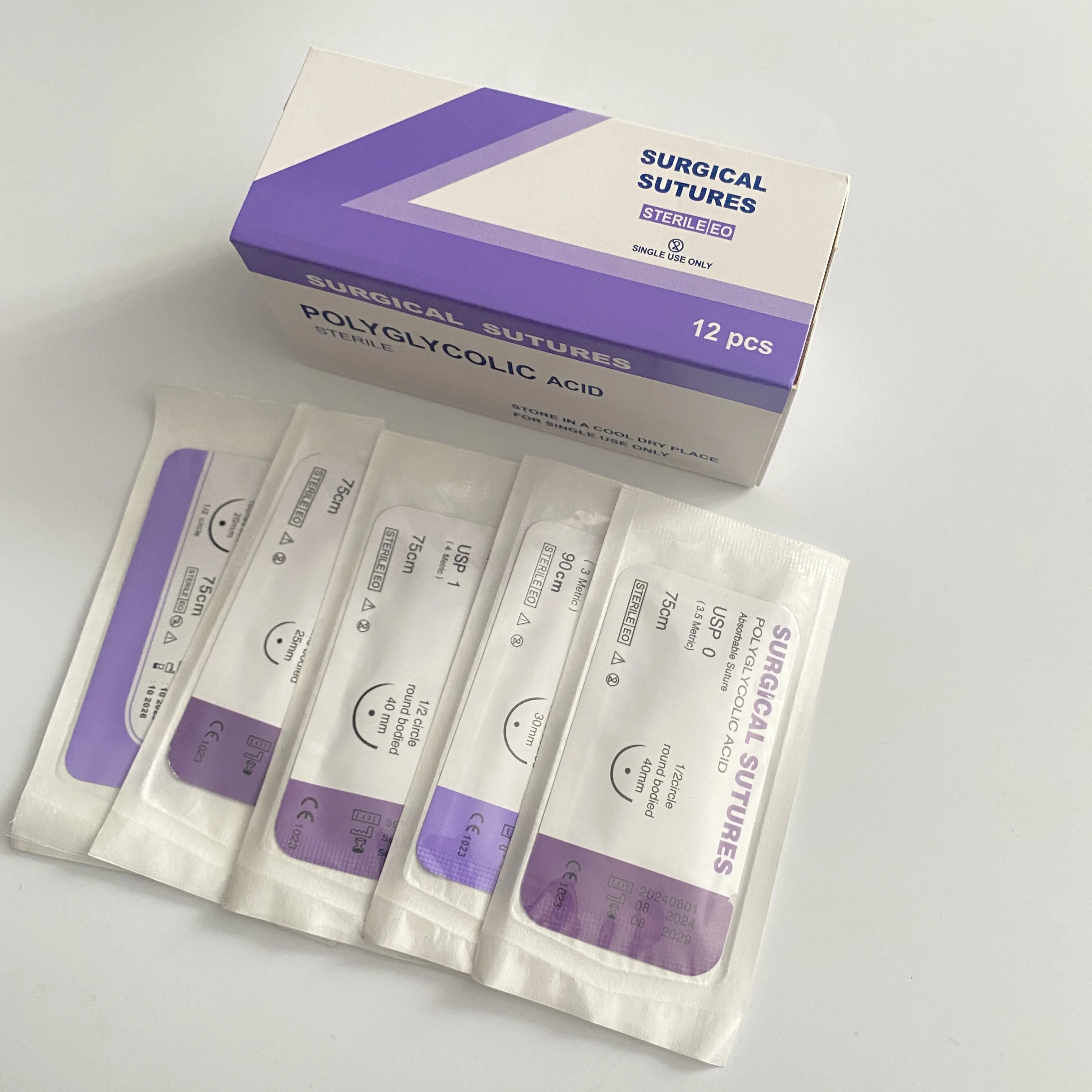 Absorbable suture thread pet surgical accessories Animal absorbable suture thread with needle PGA material for cat and dog surgery veterinary pet hospital absorbable suture thre