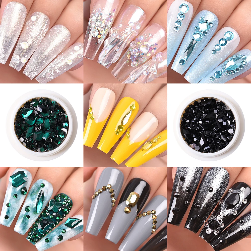 12box/set Crystal Rhinestone Diamond Gems 3D Glitter Nail Art Decoration -  Etsy | Crystal nails, Nail art rhinestones, Glitter nail art