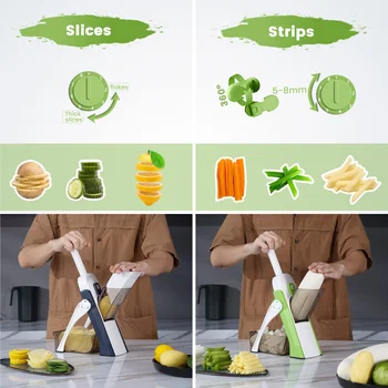 Mandoline Slicer, Adjustable Vegetable Food Chopper Potato Fries French Fry Cutter, Detachable Blade, Kitchen Chopping Artifact 3
