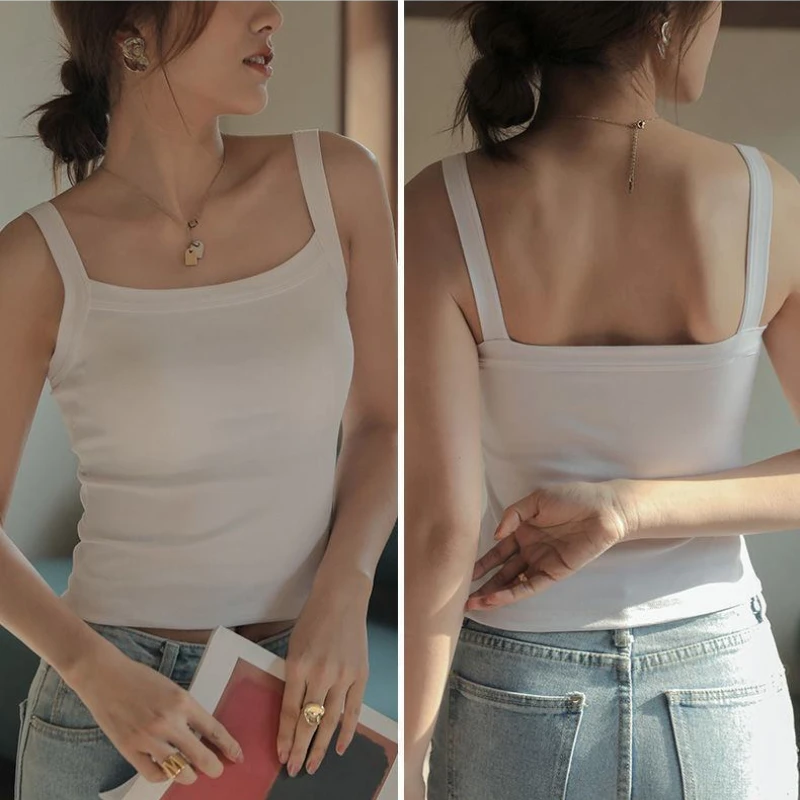 

Spring Summer Camisole Women Solid Sexy Simple Backless Street Wear Breathe All Match Fashion Leisure Korean Style Tops Femme