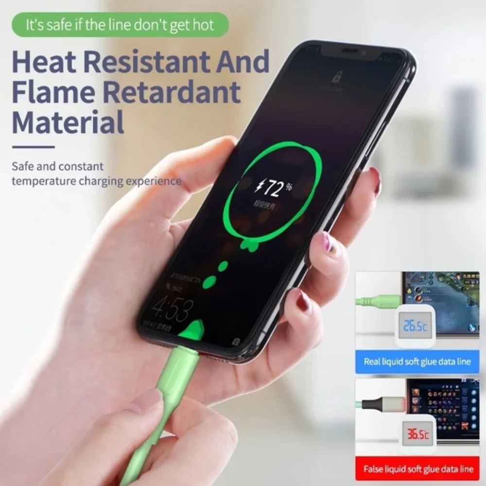 Durable Liquid Silicone Fast Charging USB Cable, Micro USB & Type C, 1m-3m Options