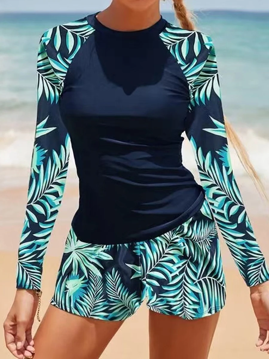 Rash Guard Long Sleeve Surfing Swimsuit Women Two Pieces