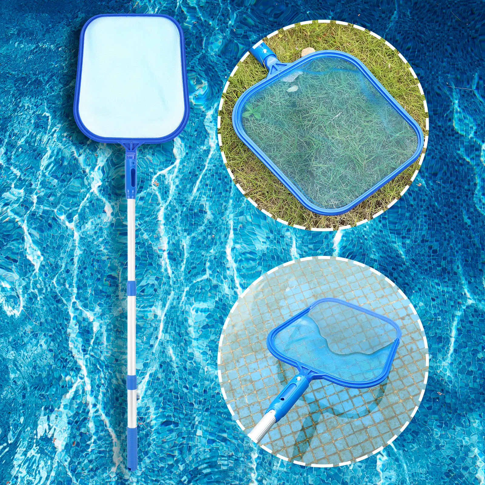 Pool Skimmer Net Telescopic Pole Leaf Skimmer Mesh Rake Net For Spa