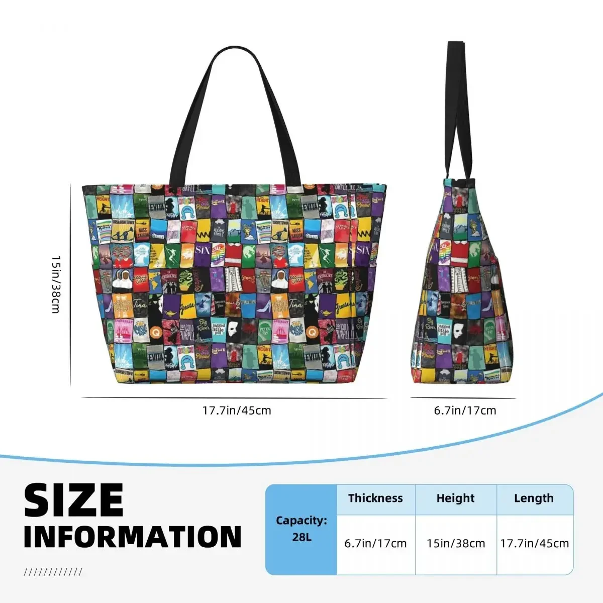 Broadway Poster Bonanza Beach Travel Bag, Tote Retro Practical Gifts Shoulder Multi-Style Pattern