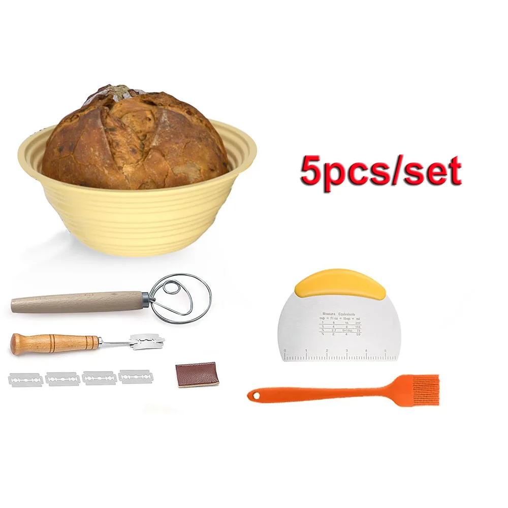 Banneton In Silicone Pieghevole Per Lievitazione Pane – 2 Pezzi (23,6 Cm Rotondo + 25,9 Cm Ovale)