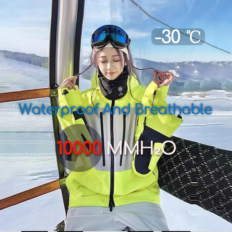 Men's and Women's Ski Jacket Windproof and Waterproof Veneer Double-board Snow Suit Winter Warm SKi Jacket For Women Men