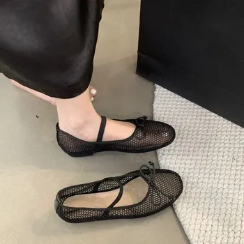 2025 New Luxury Spring/Summer Women Mesh Hollow Elastic Band Flat Bottom Non slip Casual Shoes Flat Bottom Shoes 1