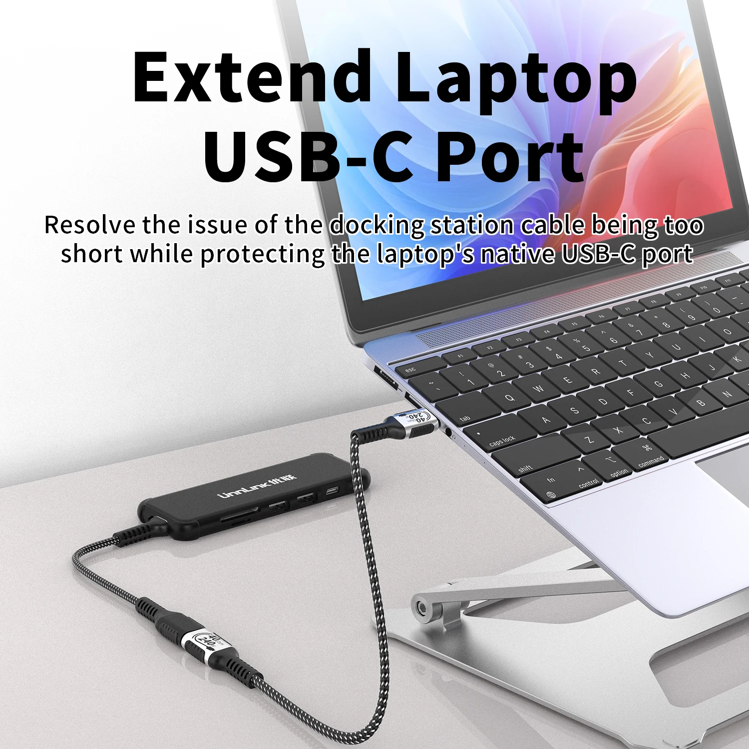 Unnlink USB C 연장 케이블 유형 C 익스텐더 Thunderbolt 4/3과 호환 USB4.0/3.2/3.1 MacBook 8K 4K용 고속 충전