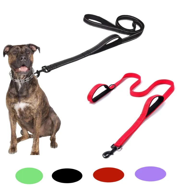 Upgraded Reflective Padded Dog leash with Two Handles, Durable, Small, Medium, Large Dog, Pet Training, Nylon Lead, 6 Colors