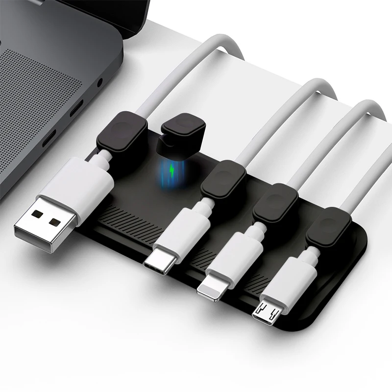 6in1 Magnetic Mouse Cable Wire Organizer Desktop Cable Clip Protector Cord Winder Row Plug Fixed USB Charging Line Holder Magnet cable organizer