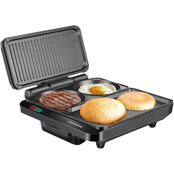 1000W Electric Breakfast Station with Non-Stick Griddle & Grill 1
