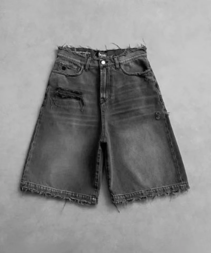 Summer American Embroidered Casual Denim Shorts Men High Street Vintage Hip Hop Popular Casual Couple Shorts