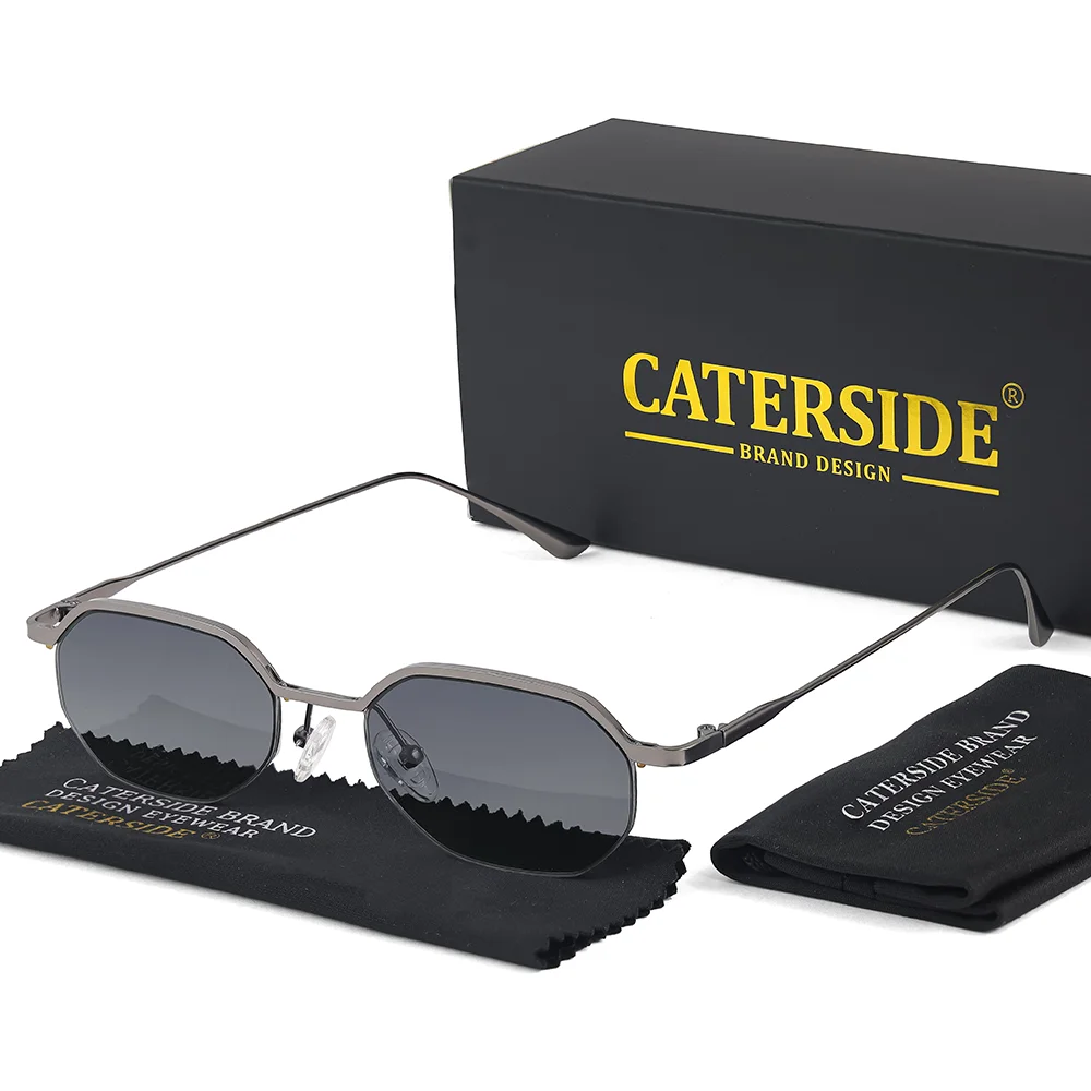 CATERSIDE Neue Retro-Sonnenbrille für Herren, polygonale Punk-Sonnenbrille mit kleinem Halbrahmen für Damen, Geschäftsreisen, Party, Brillen, UV400 – Detail 13