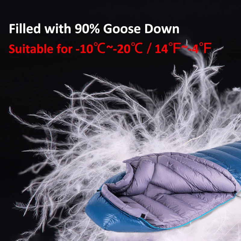 Naturehike-saco de dormir ULG400 de plumón de ganso para invierno, saco de dormir de momia turístico, ultraligero, impermeable, cálido