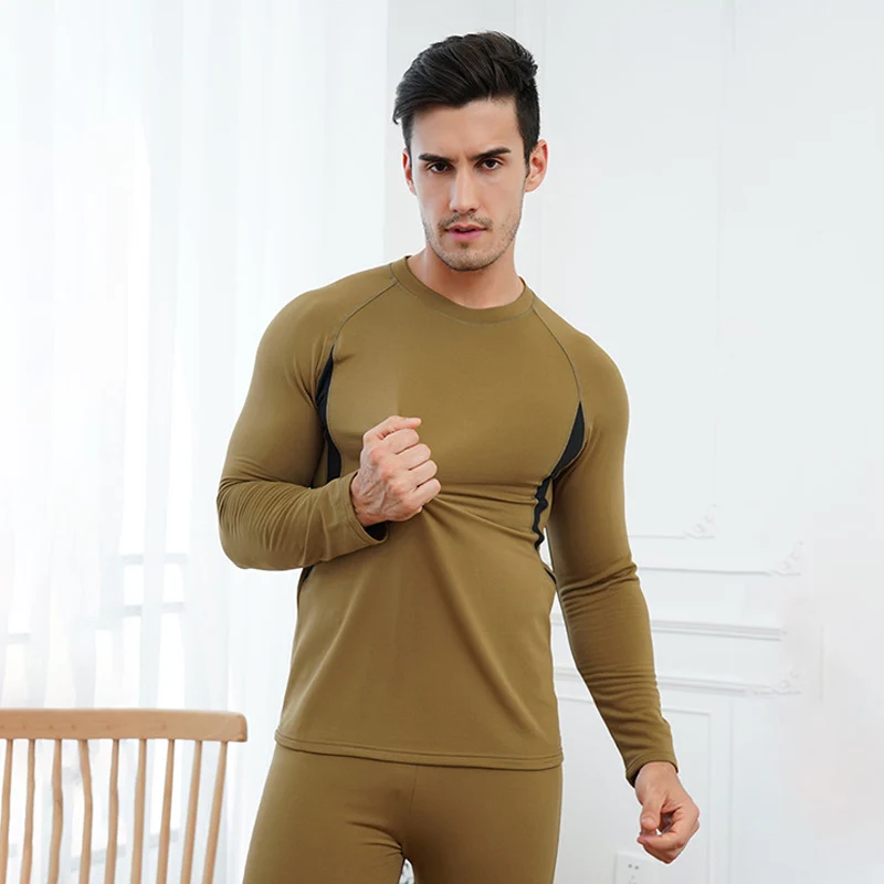 Men Thermal Underwear Plus Velvet Thickening Mens Thermal Underwear Tops Long Sleeve Soft Warm TShirt Long Sleeve Sport Pullover