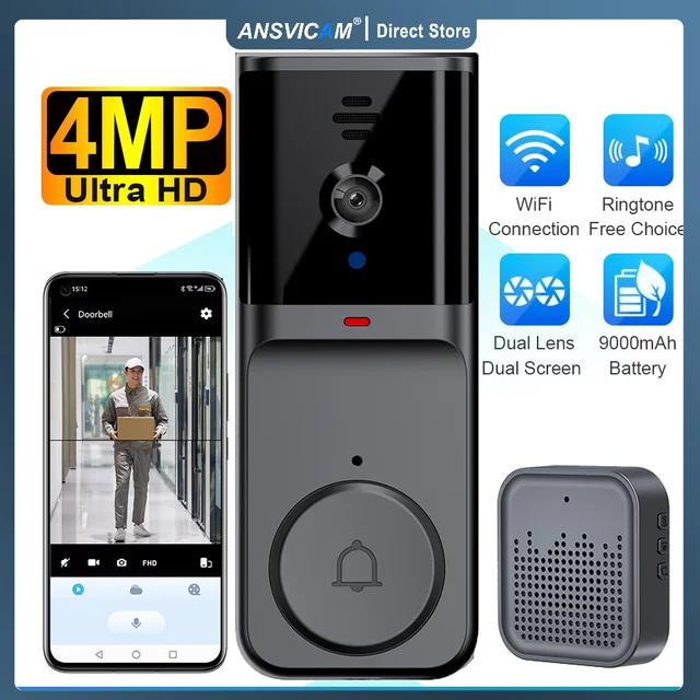 1pcs M16 Smart Video Doorbell With Remote Control And Remote Wake-up Function Home Apartment Security Protection Camera Doorbell 1