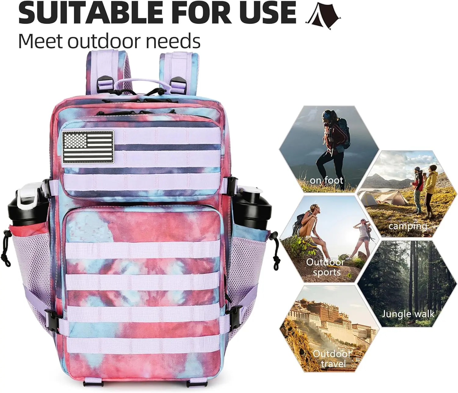45L 3P Tactical Backpack Hiking Bag Pack Molle Outdoor Backpack Waterproof Climbing Rucksack Camping Hiking Bag Trekking Mochila 3