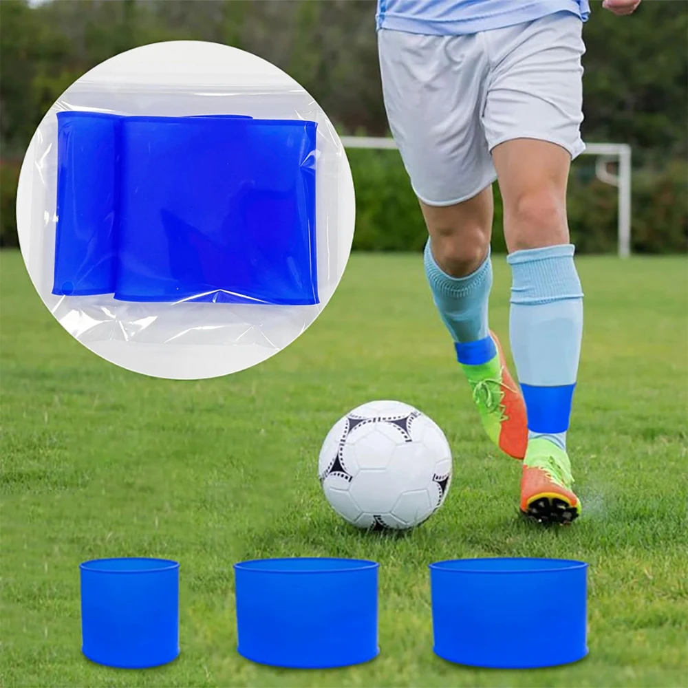 GOMOREON 1Pair Football Shin Guard Straps Silicone Soccer Leg Bands for Adults Kids Non-Slip Elastic for Gym Athletics