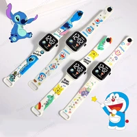 NEW Disney Stitch Doraemon Children's watch cartoon print strap LED square Waterproof electronic watch boys girls birthday gifts 1
