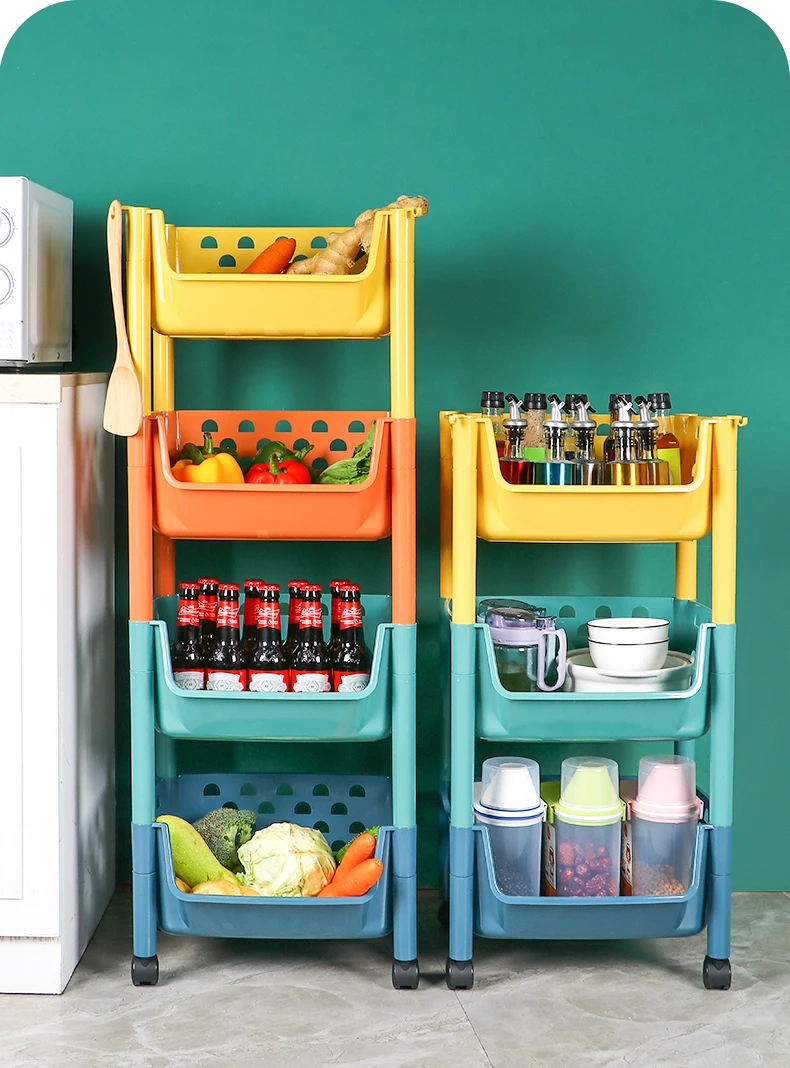 Multifunction Removable 4 Layer Storage Holders Colorful Bookshelf Kids Toy Shelf Baby Rack Bookcase Plastic