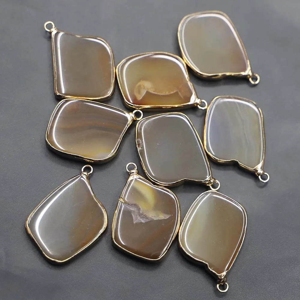 Natural Stone Agate Color Irregular Phnom Penh Necklace Pendant Mineral Cure Fashion DIY Make Jewelry Accessories Wholesale 6Pcs