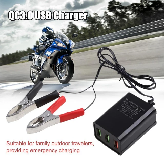 12-24V QC 3,0 USB Ladegerät Power Adapter 3 Ports Automatisch Shunt Lade  für Android mit Batterie Clip 3 Port für Motorrad - AliExpress