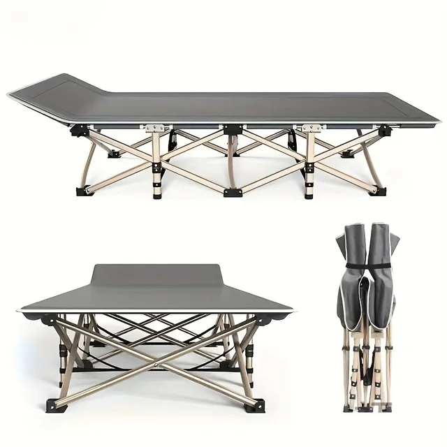 75 -inch large folding sports outdoor bed, stadium bed with double -sided mattress, portable foldable guest bed. 2