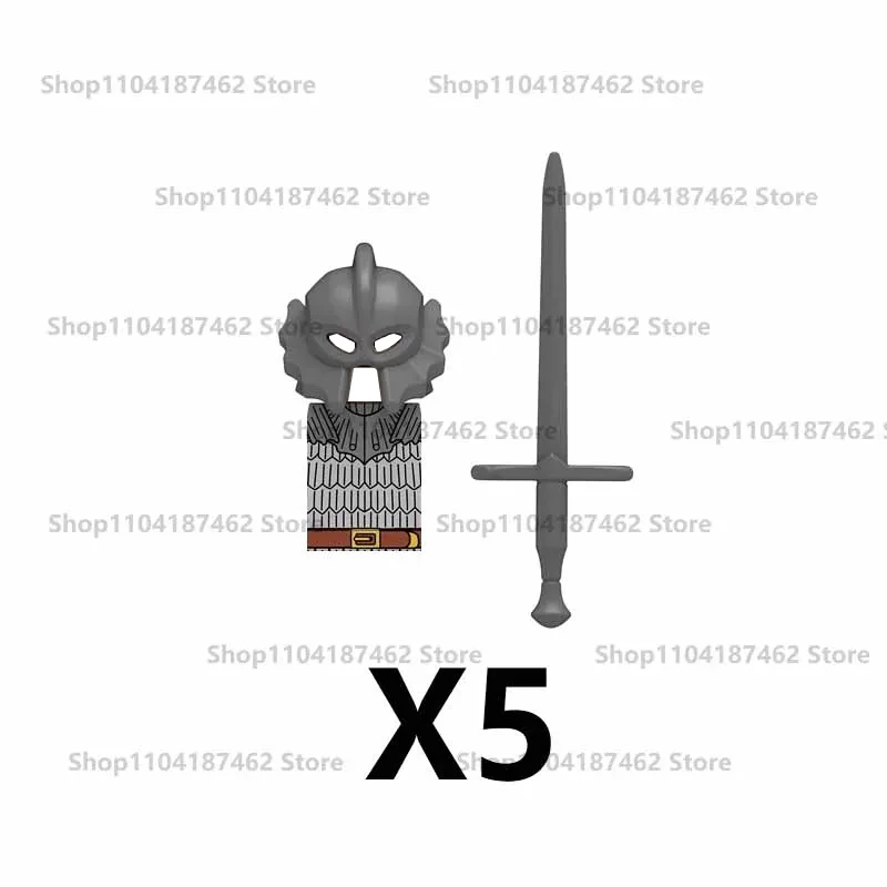 Medieval Knight Army Set with Green Dragon and Wolf Warrior Building Blocks
