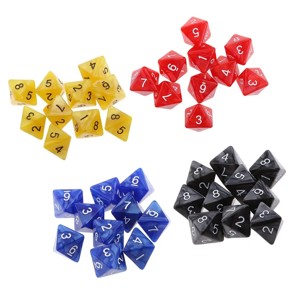 40 Pack 8 Sided D8 Polyhedral for Party Table Games(Yellow, Red, Blue, Black)