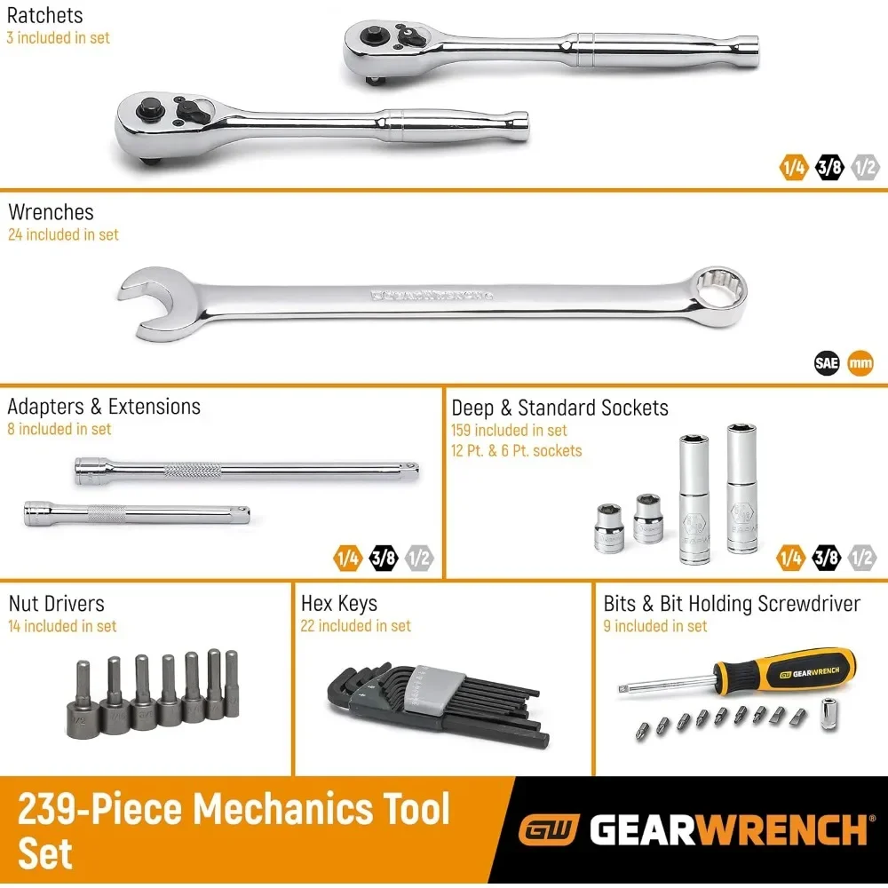 Pt. Mechanics Tool Set In 3 Drawer Storage Box 3