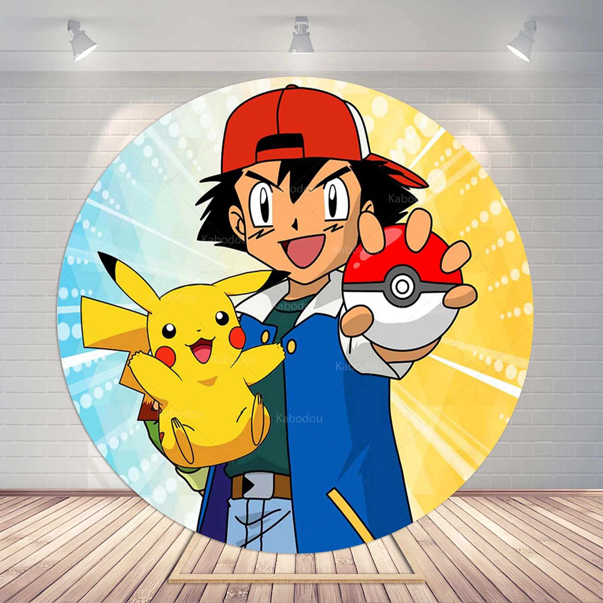 Fundo de Festa Pokémon Infantil, Cenários de Fotografia, Capas Redondas,  Cartaz Fotográfico, Banner para Meninos, Aniversário, Baby Shower,  Decoração de Eventos - AliExpress