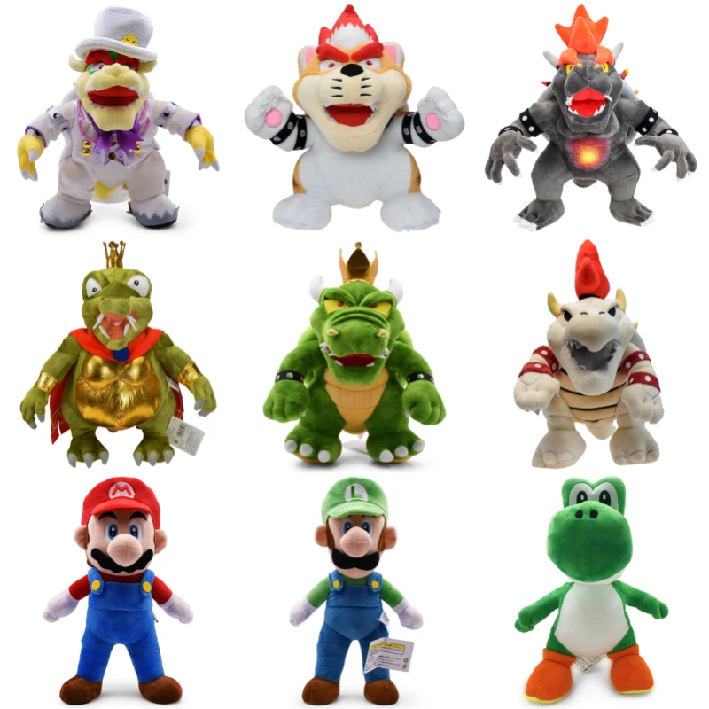 

18 Styles Mario Bros Luigi Bowser Meowser Green Yoshi Koopa Troopa Mushroom Hat Plush Toys Cute King K.Rool Peluche Doll