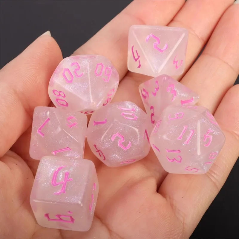 Transparent Polyhedral Dice 7pcs/lot Multi-sided Dice Set for Tabletop Game Roll Playing Table Game DND RPG Accessories